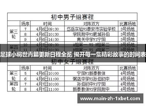 足球小将世青篇更新日程全览 揭开每一集精彩故事的时间表